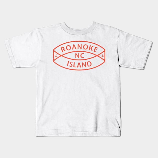 Roanoke Island, NC Summertime Vacationing Anchor Ring Kids T-Shirt by Contentarama